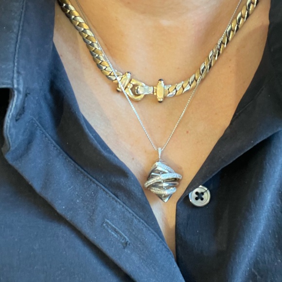 Custom Italian 3D rotating pendant /necklaces 2 carat diamonds in silver setting - Picture 8 of 9